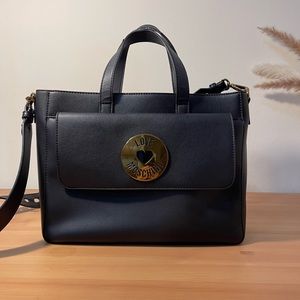 Love Moschino Logo Plaque Black Tote Bag